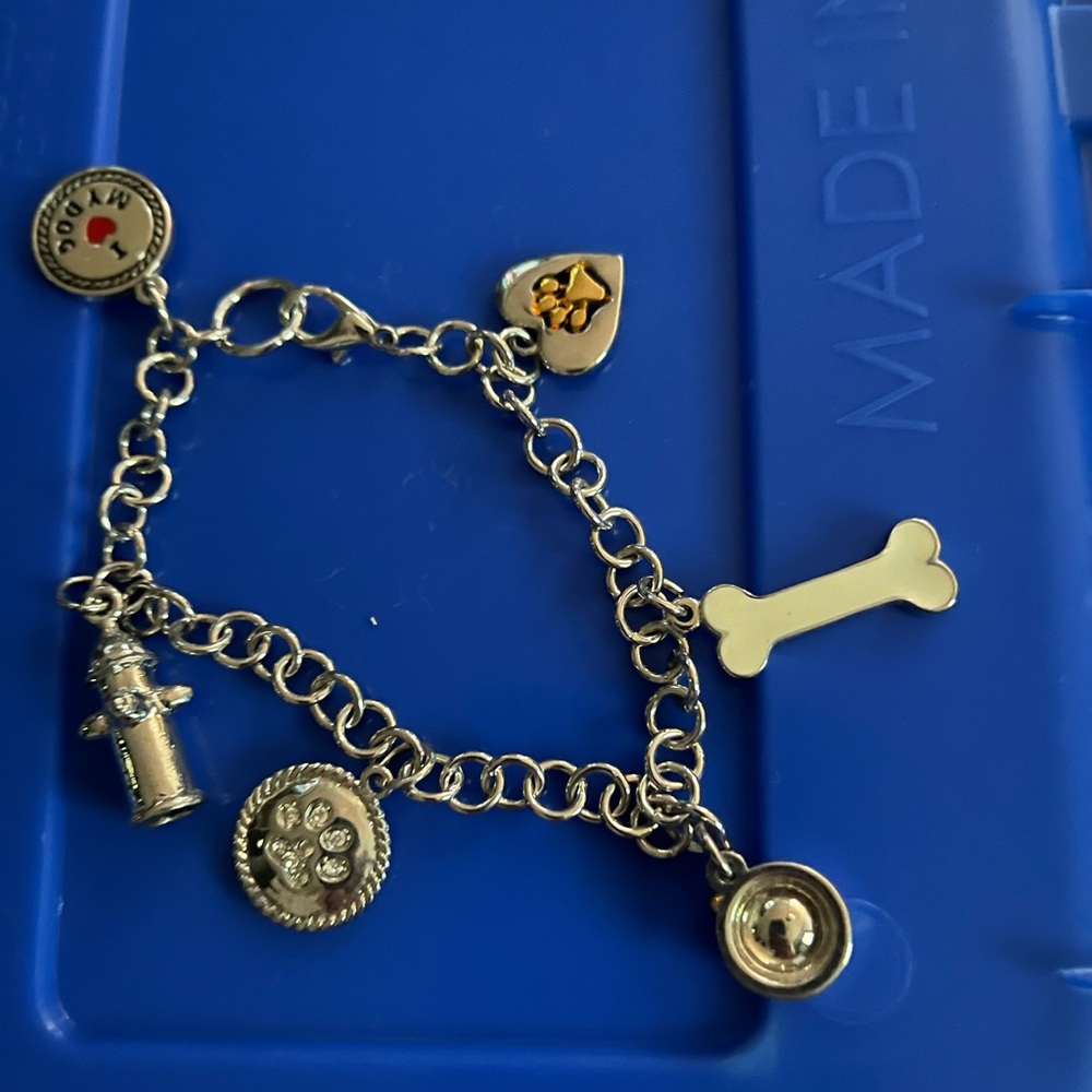Silver Charm Bracelet with Dog-Themed Charms